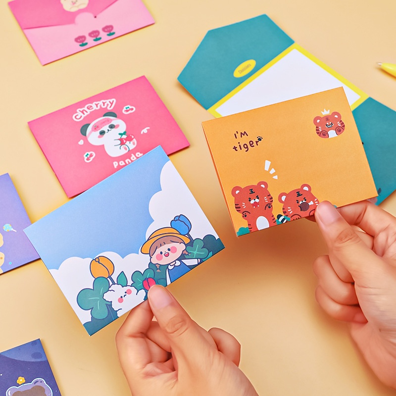 Cartoon Bear Greeting Card Student Chinese Valentine's Day Blessing Postcard Diy Folding Message Confession Card