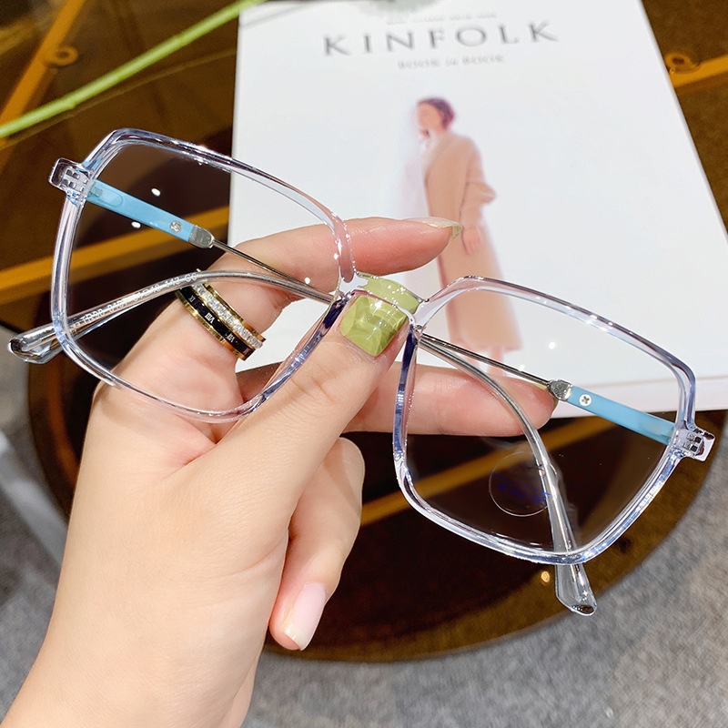 TR90 Anti-blue Light Glasses For Women European And American Fashion Square Frame Large Frame Slim Fresh And Sweet Flat Glasses