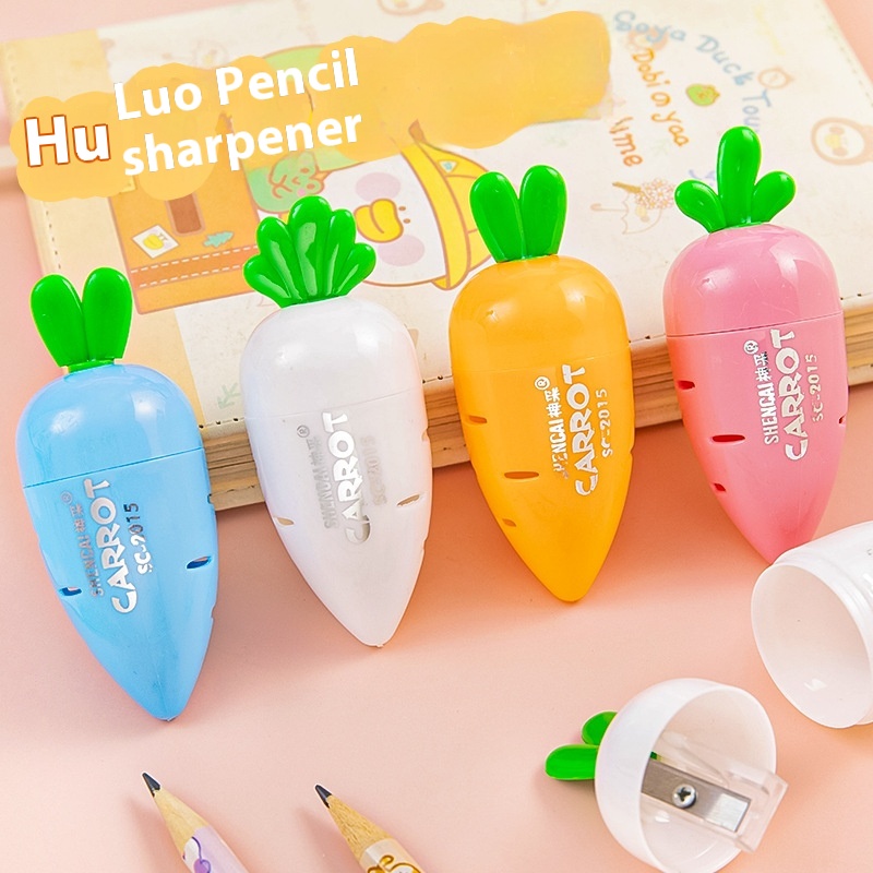 Creative Student Cartoon Cute Carrot Pencil Sharpener Stationery Candy Color Children's Pencil Sharpener Pencil Sharpener