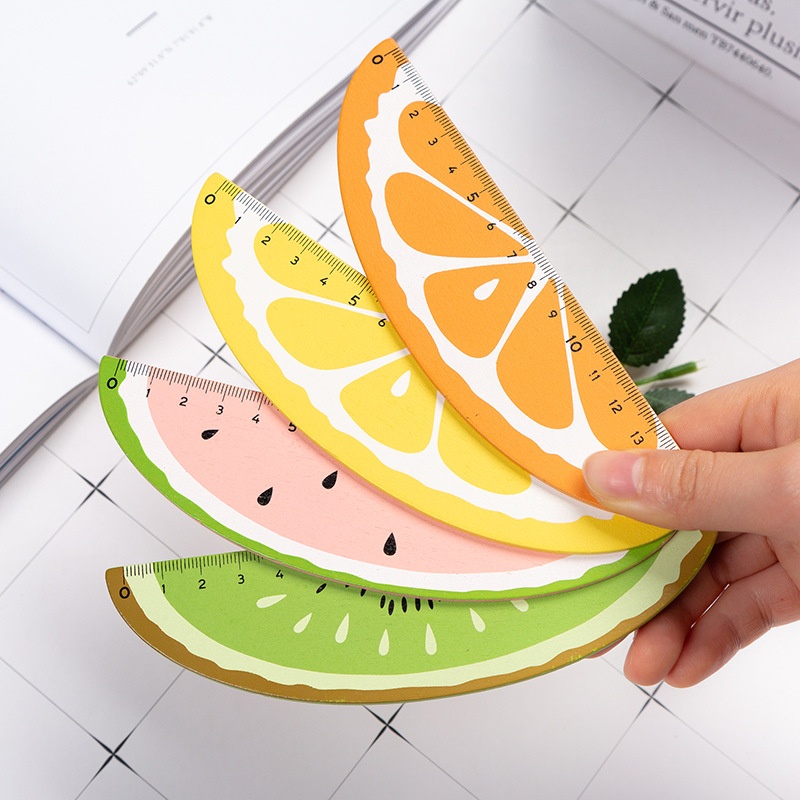 Korean Cute Cartoon Fruit Ruler Student Small Fresh Exam With15cm Creative Wooden Hand Account Ruler