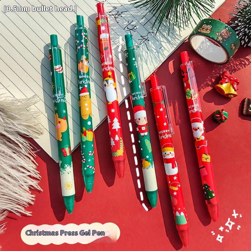 Christmas Press Gel Pen Student Exam With Black Water Pen Office Study Press Signature Pen Writing Tool