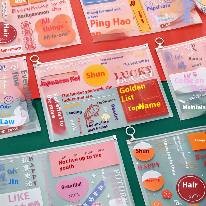 A4pirational Text File Bag Student Pp Transparent Large Capacity Stationery Storage Bag Edge Waterproof File Bag