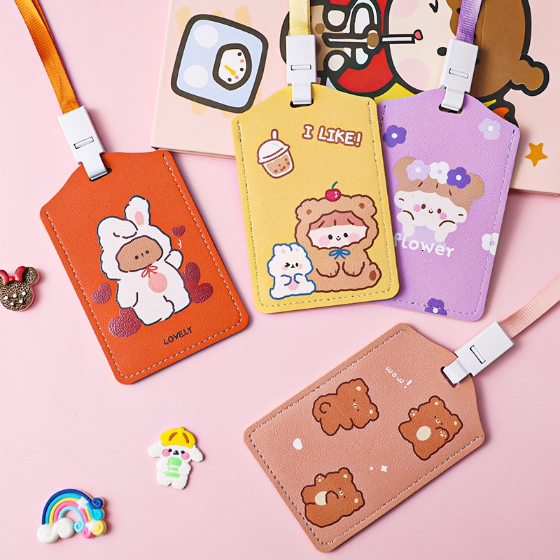 Card Holder Cute Cartoon Girly Badge Lanyard Protective Cover Campus Student Meal Card Bus Card IDHolder