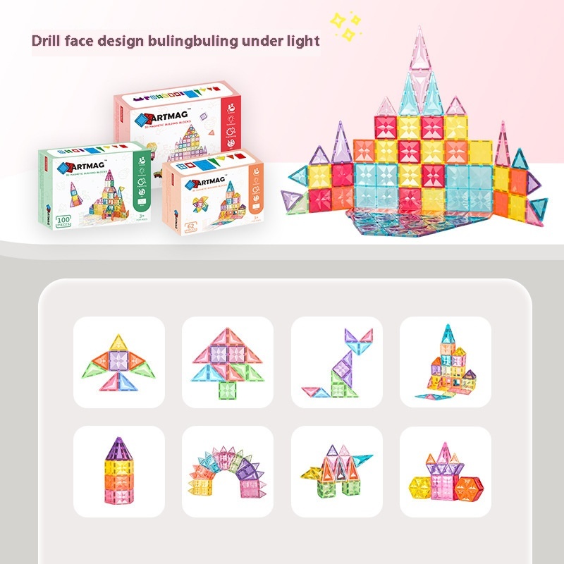 Artmag Color Window Magnetic Sheet100p Magnetic Sheet Product Macaron Color Changeable Building Blocks Magnetic Toys
