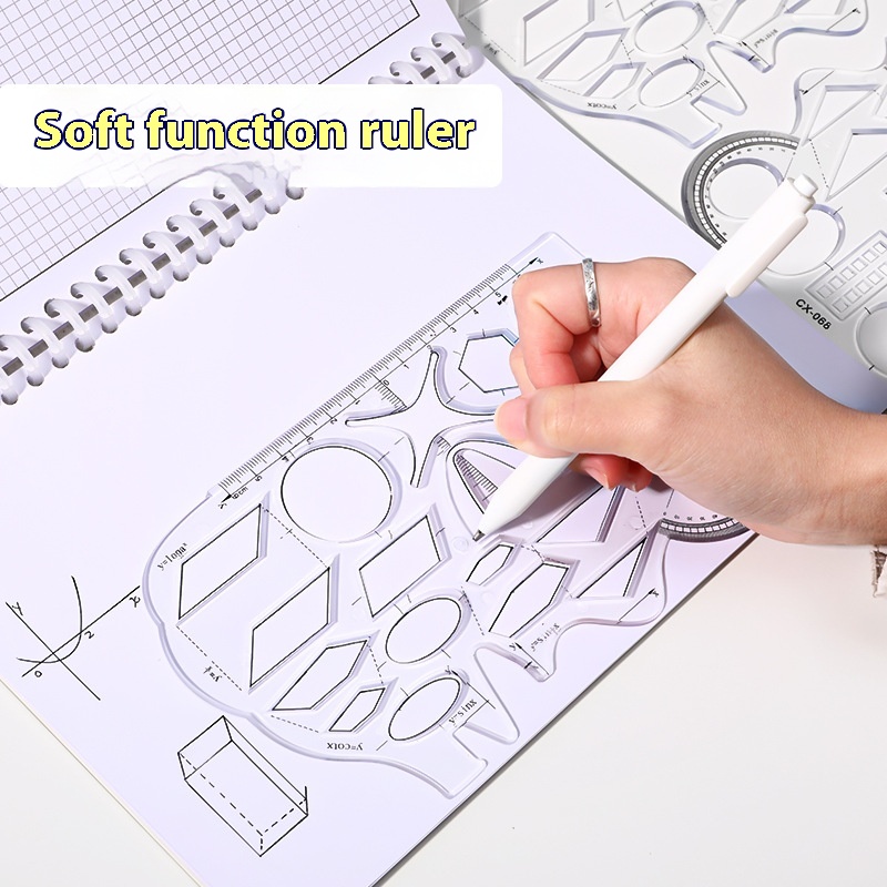 Transparent Multi-function Ruler For Primary And Secondary School Students To Draw And Learn Geometry Ruler Office Drawing Template Ruler Elephant Ruler