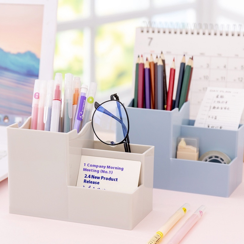 Multifunctional Morandi Pen Holder Student Desktop Office Storage Box Girl Makeup Brush Holder Desktop Storage Rack