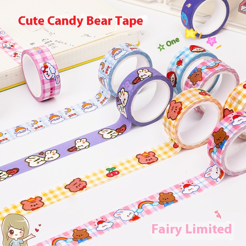Hangsu Cartoon Bear And Paper Tape Cute Girl Heart DIYHandbook Material Decoration Color Stickers5 Meters