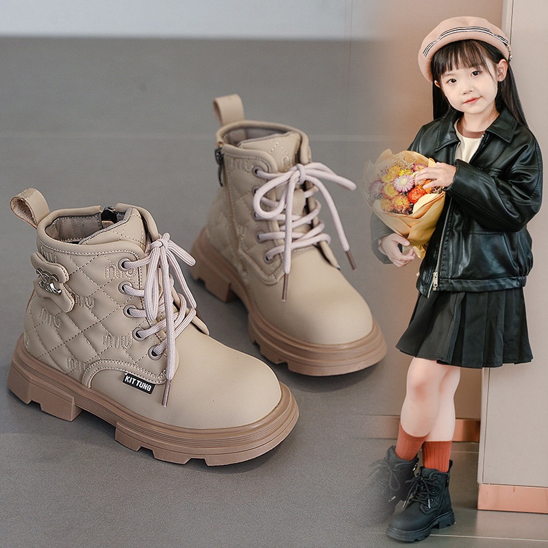 Girls Martin Boots Autumn And Winter Girls Cotton Boots Fashionable Princess Children's Short Boots Spring And Autumn Single Boots