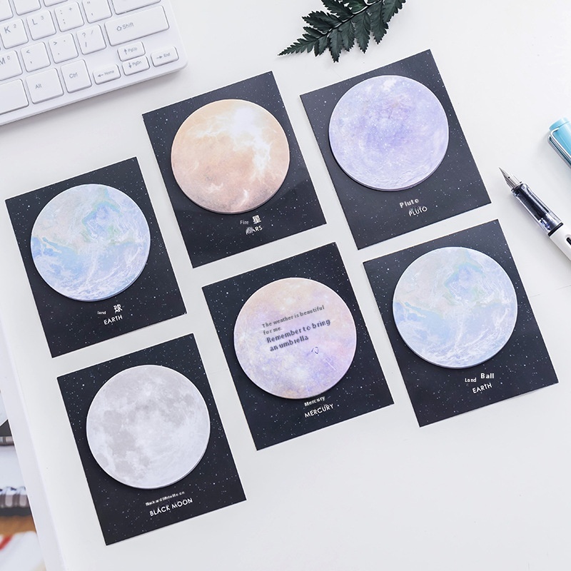 Japanese And Korean Stationery Creative Planet Series Sticky Notes Round Tearable Note Pad Office Note NTimes Sticker