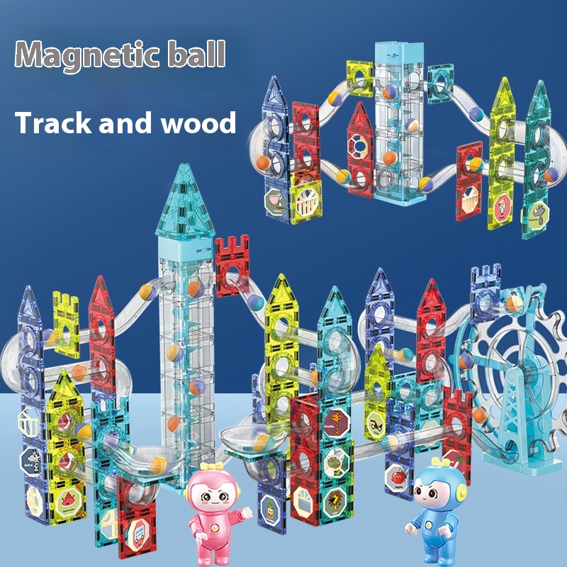 Magic Magnetic Park Electric Color Window Magnetic Sheet Ball Track Building Blocks Music Ferris Wheel Children's Magnetic Toy