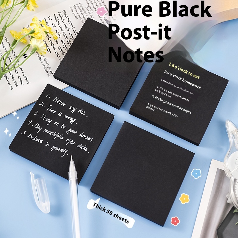 Creative Black Simple Sticky Note Student Pure Black Message Note Paper Cute Solid Color Note NTimes Sticky Note Pad