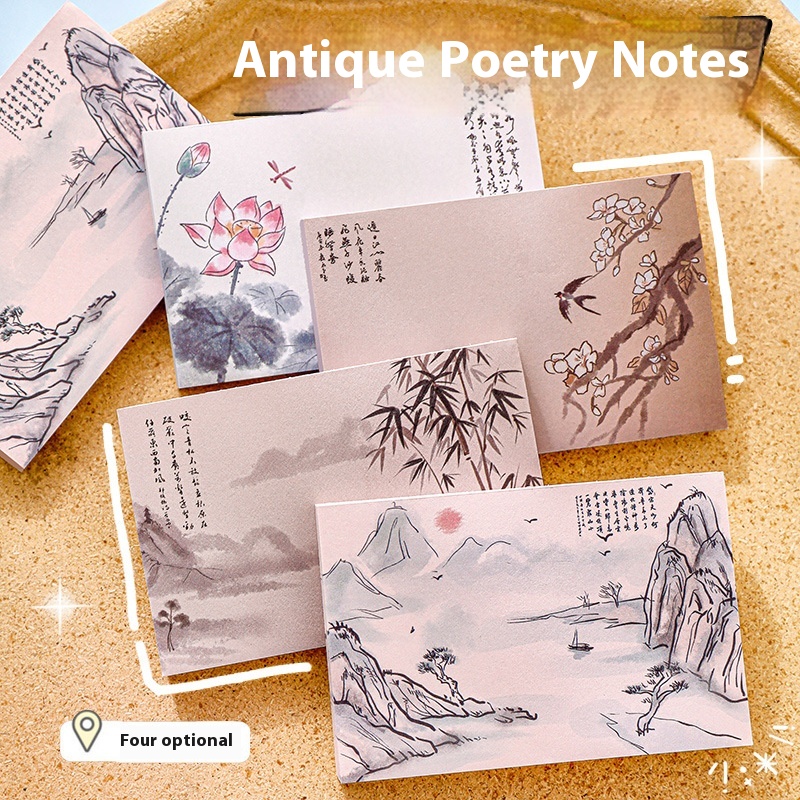 High-value Ancient Style Poetry Notes Student Non-sticky Message Note Note DIYHandbook Decoration Material Paper