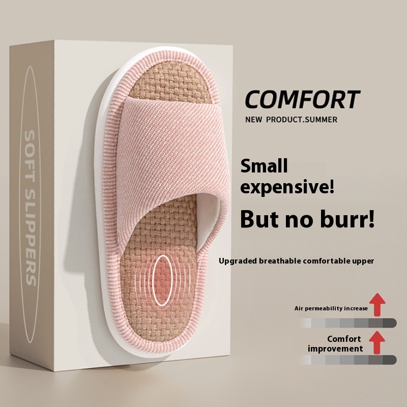 Linen Slippers Women Summer Indoor Home Silent Wooden Floor Cotton Linen Breathable Soft Bottom Non-slip Men's Slippers