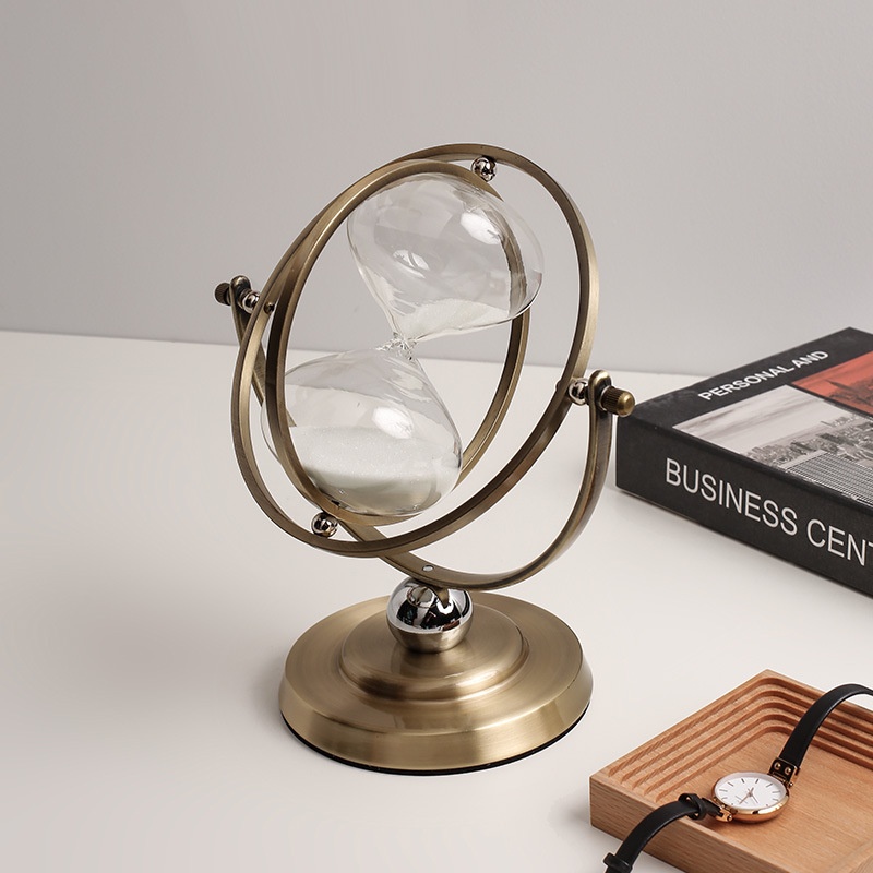 Light Luxury Rotating Hourglass Timer High-end Office Table Home Living Room TVCabinet Bookcase Decoration Ornaments
