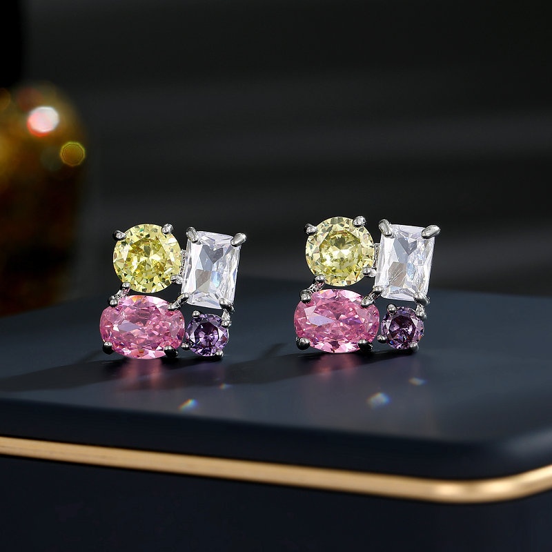 S925 Silver Needle Niche Temperament High-end Simple Earrings Fairy Style Super Flash Zircon Inlaid Commuting Daily Earrings