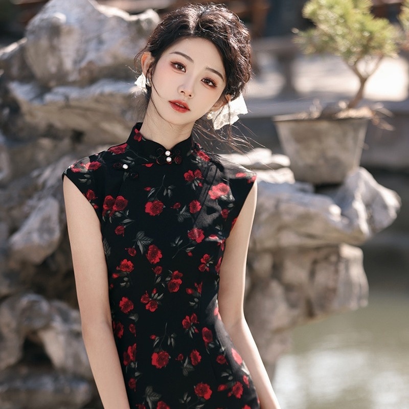 Improved Sleeveless Cheongsam Spring Chinese Style Young Style Retro Style Chinese Style Small Daily Cheongsam