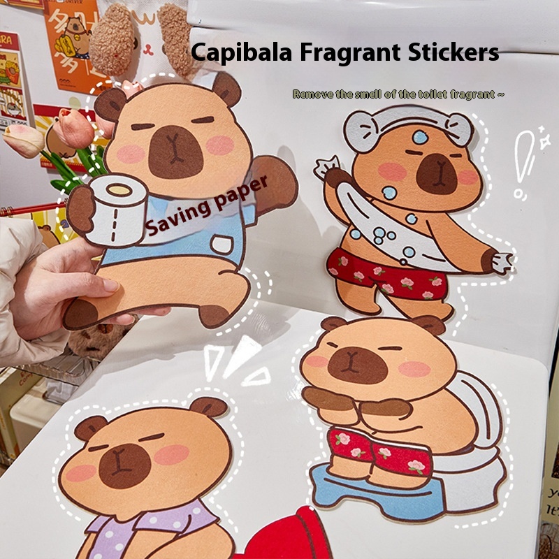 Capybara Self-adhesive Cartoon Toilet Deodorant Stickers To Remove Odor And Retain Fragrance Stickers Bathroom Toilet Decoration Deodorant Stickers