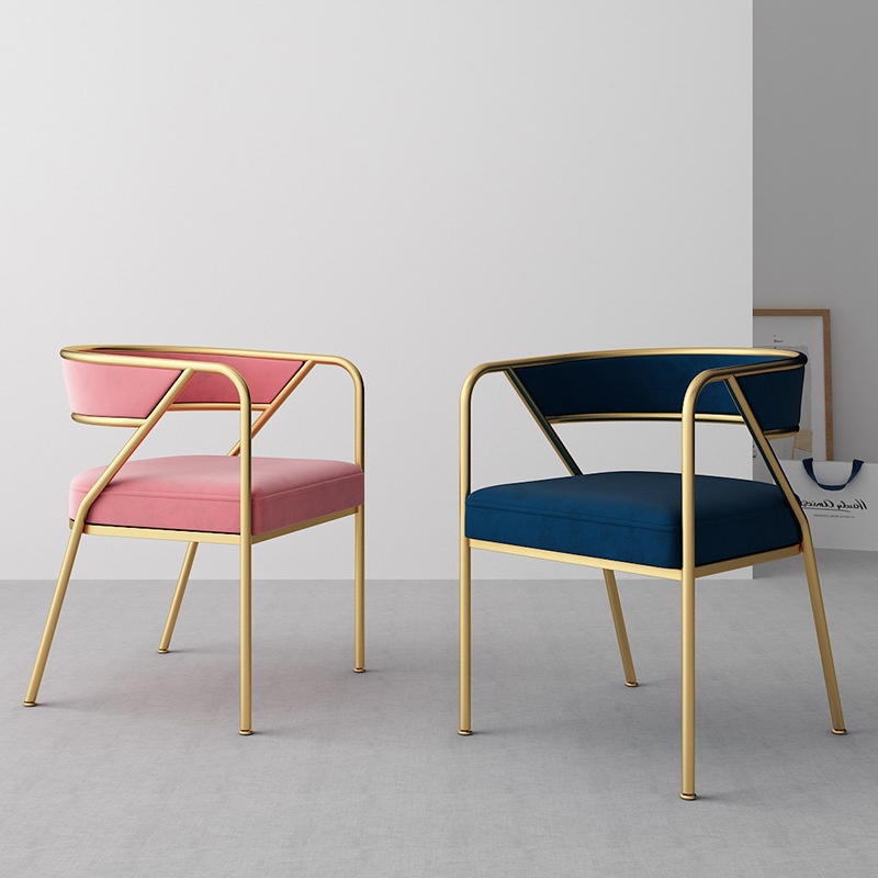 Simple Modern Iron Dining Chair Home Restaurant Casual Back Chair With Armrests Internet Celebrity Fashion Soft Chair