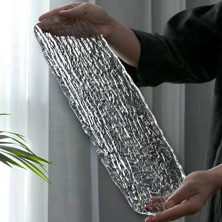 Thickened Glass Kung Fu Tea Tray Simple Tree Pattern Pot Holder Japanese Style Dry Tea Tray Table Integrated