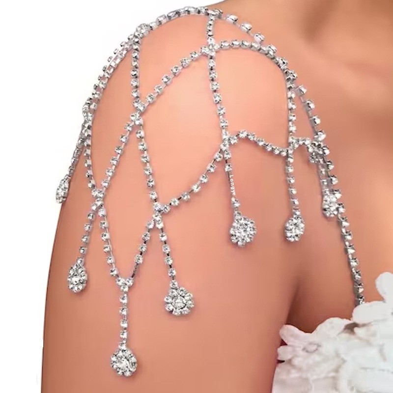 Fashion Product Full Diamond Tassel Shoulder Chain European And American Fashion Bridal Wedding Rhinestone Accessories Shoulder Chain