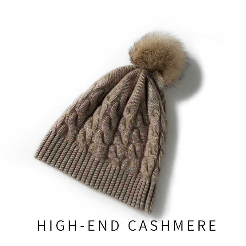 Cashmere Hat Winter Thickened Wool Ball Twisted Wool Hat Knitted Hat Baotou Hat Pile Hat