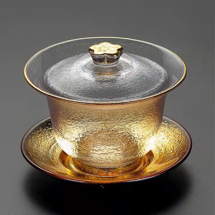 Thickened Glass Large Tea Bowl Not Hot Kung Fu Tea Set Cup Handmade High-end Sancai Covered Bowl Gift