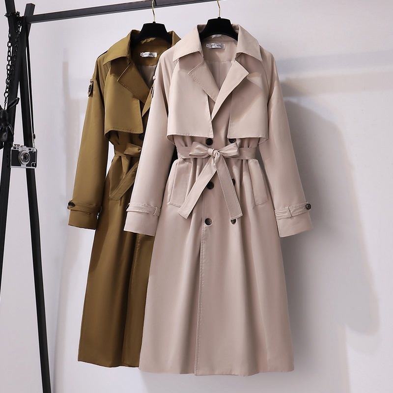 Over-the-Knee Long Trench Coat:Casual Blazer-Style Overcoat