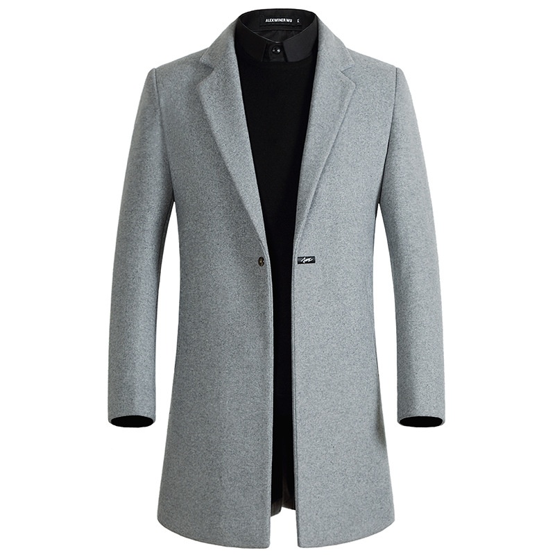 Suit Collar Woolen Coat Men's Mid-length British-style Winter Men's Business Casual Thickened Slim-fit Woolen Coat For Men