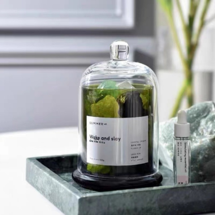 Handmade Crystal Glass Aromatherapy Cover Cup Diffuser Essential Oil Diffuser Stone Crystal Container Candlestick Candle Cup