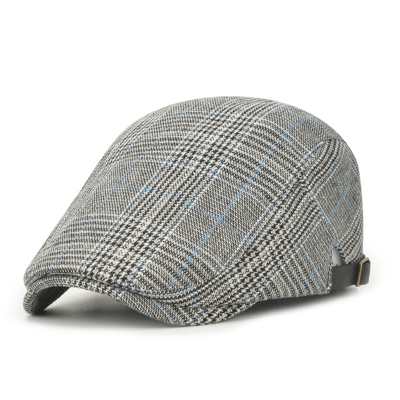 Plaid Fashionable And Comfortable Bare Beret Casual Adjustable