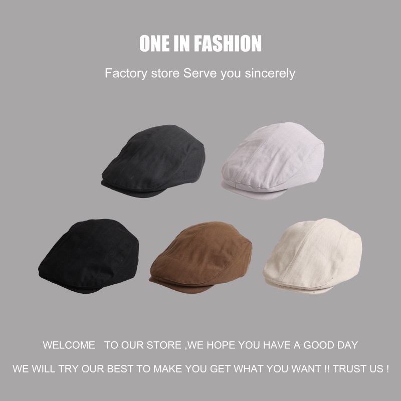 British Style Retrosboy Cap Solid Color All-match Vintage Style Duckbill Cap