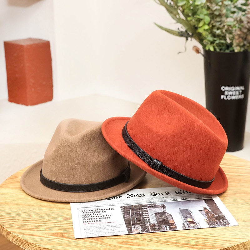 Wool Hat Curling Short Brim Bell-shaped British Gentleman Hat