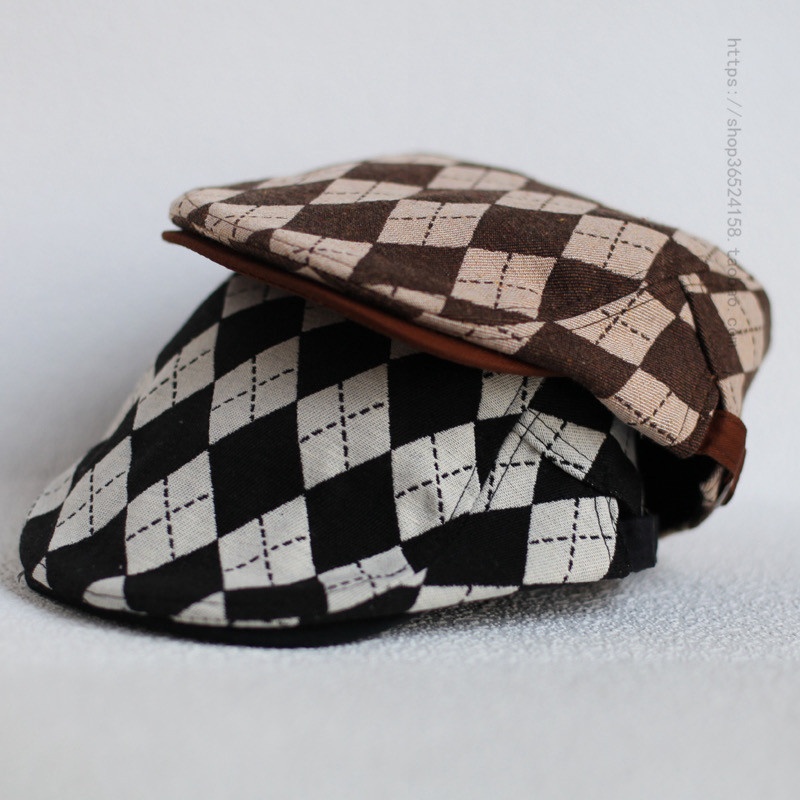 British Style Diamond Forward Hat Adjustable Retro Beret Duckbill Cap