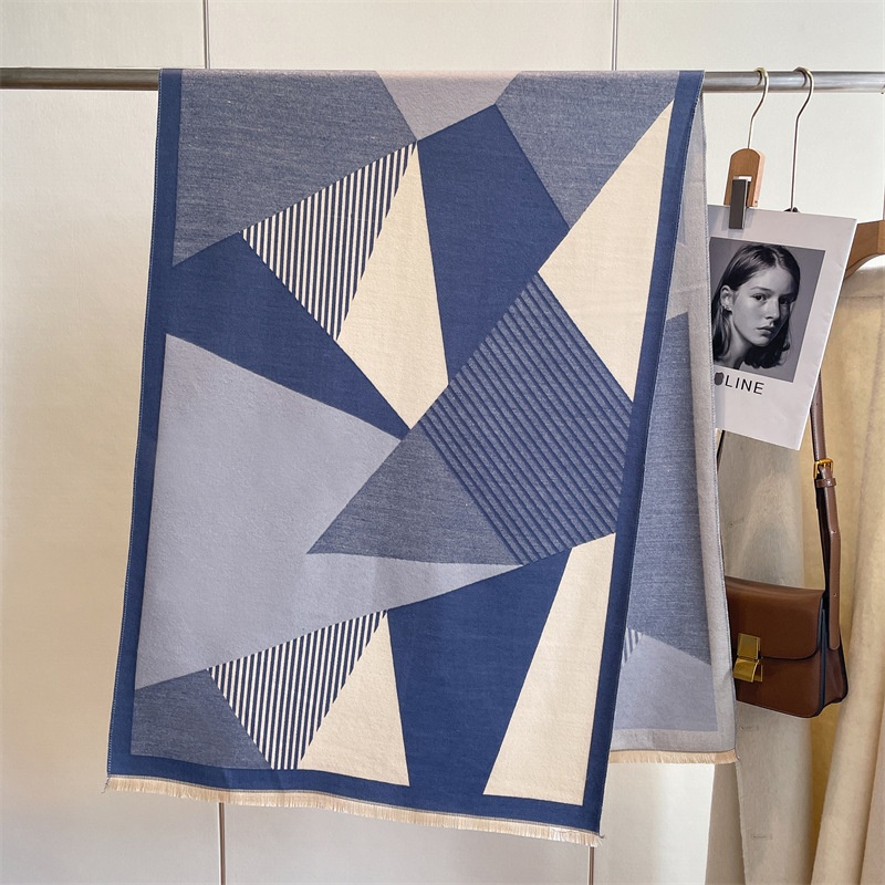 Shawl Autumn And Winter Thickened Double-sided Jacquard Wool Scarf
