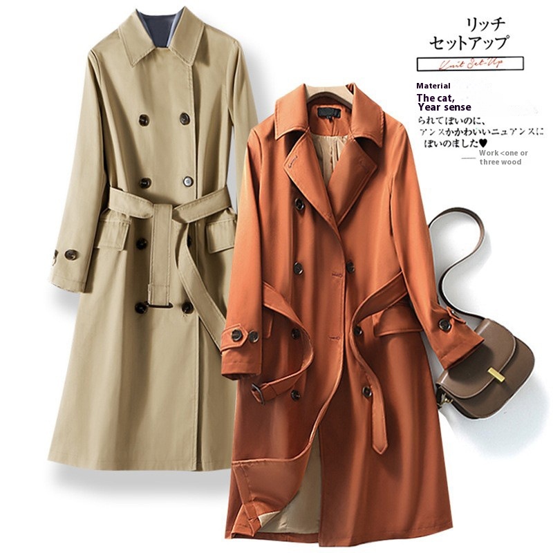 Quality And Temperament British Style Double-breasted Trench Coat Long Trench Coat Boutique