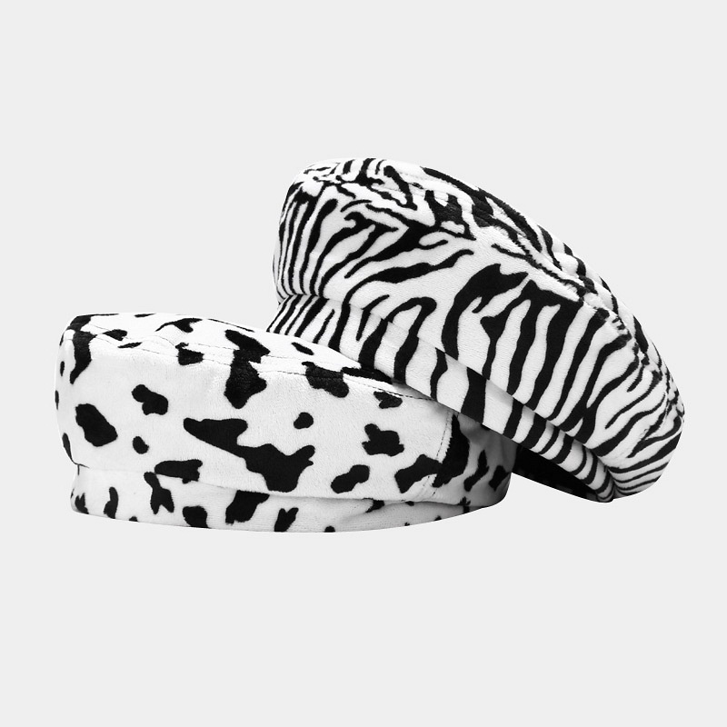 Cow Pattern Beret Street All-match Warm Painter Hat