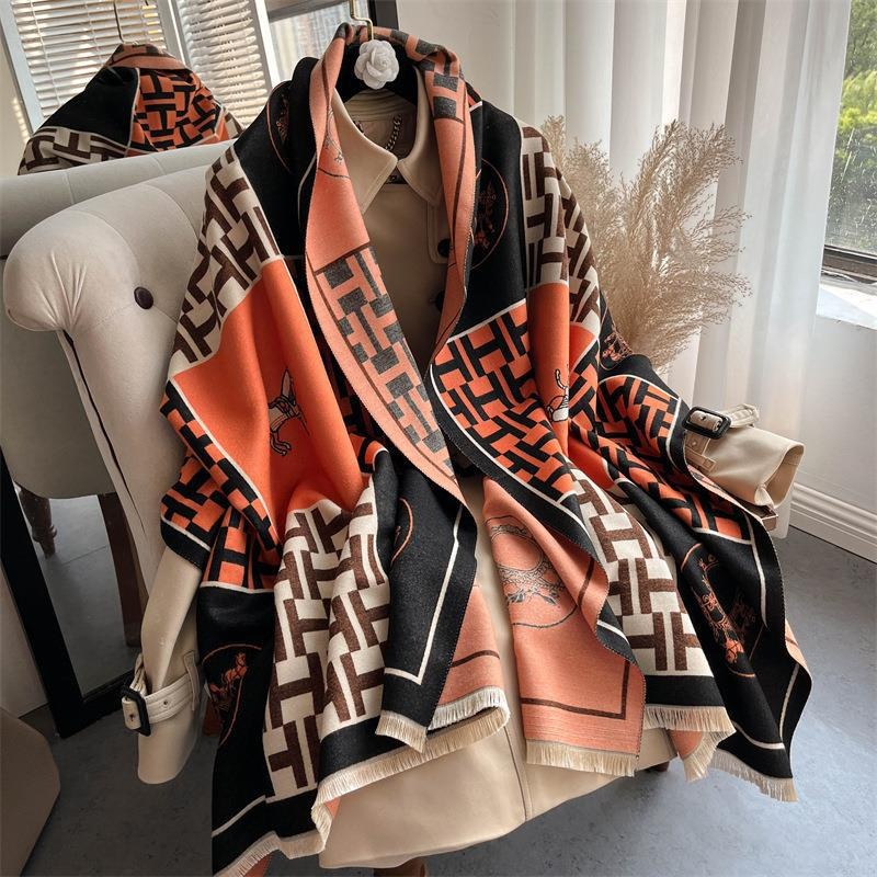 Imitation Cashmere Shawl Thick Long Double-sided Outer Scarf