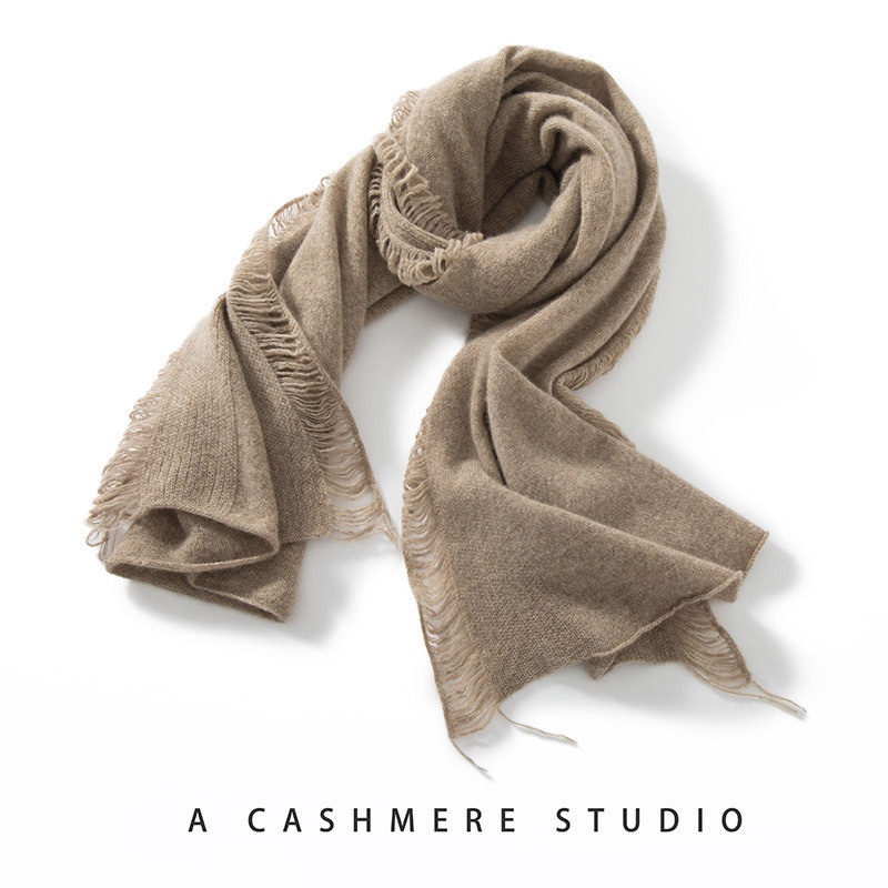 Cashmere Warm Thick Scarf Fashionable Tassel Solid Color Neck Shawl