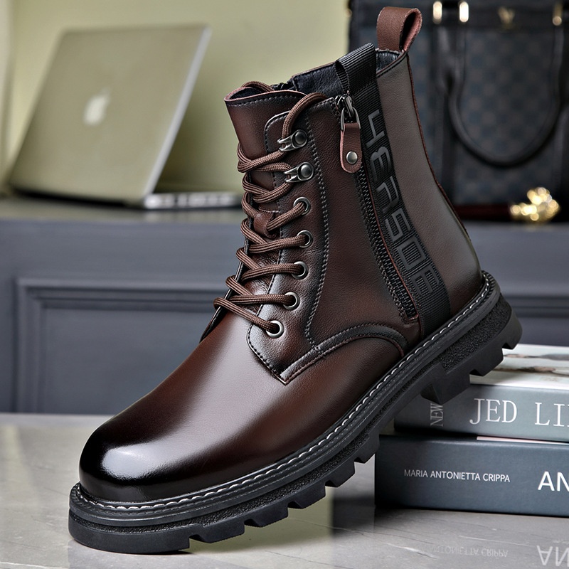 Winter High-top Martin Boots British Style Casual Men's Shoes Versatile Workwear Black Short Boots
