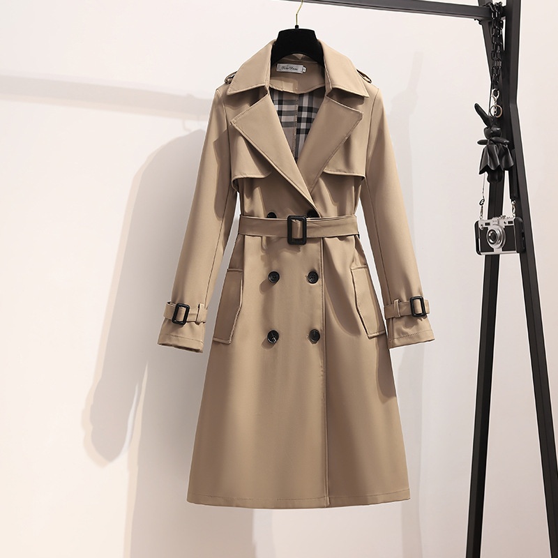 Arrival Coat Korean Coat Spring And Autumn Dress Collar Fashion Loosen Women's Mid-Long British Style Chic