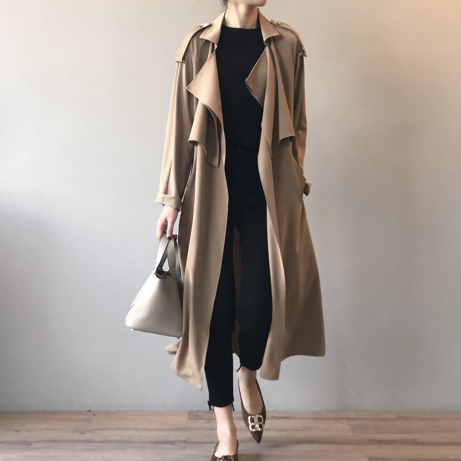 Fashionable Long Vintage British-Style Loose Trench Coat
