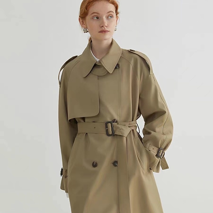Mid-length Trench Coat High-end British Style Drape Coat