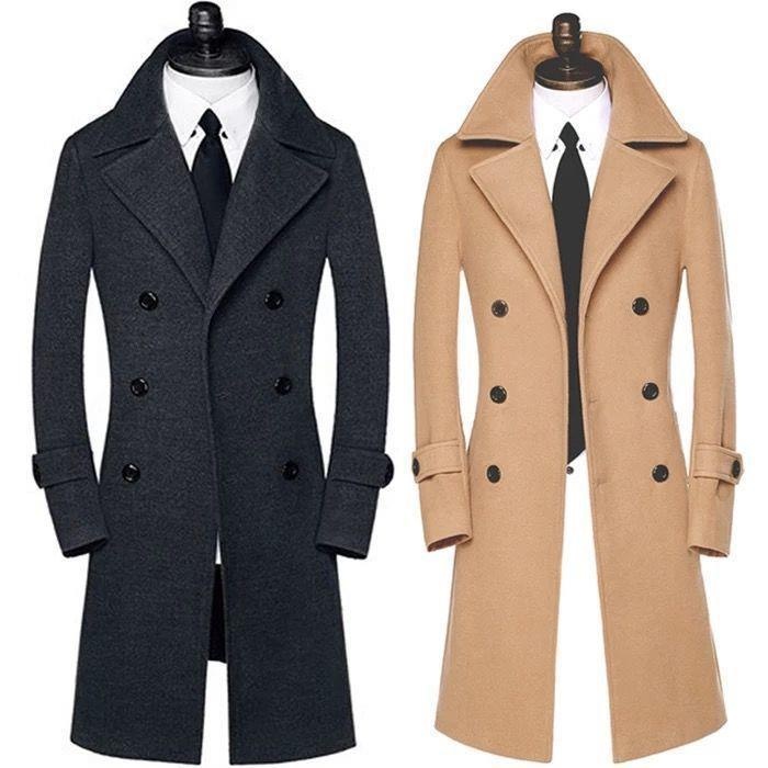 Thickened Mid-Length Coat:Double-Breasted Trench Coat