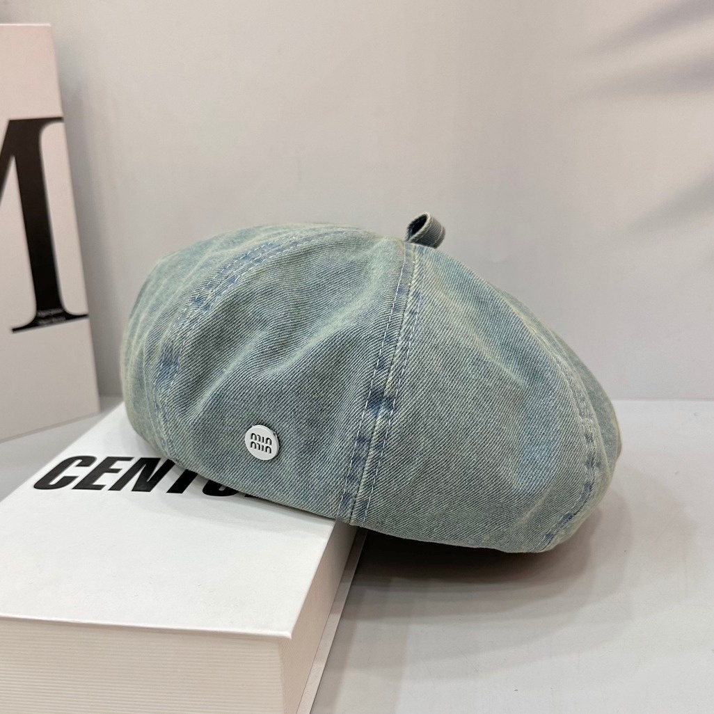Washed Denim Beret Fashion Painter Hat