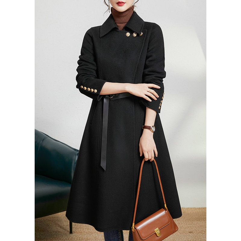 Double-Sided Zero Cashmere Long Coat:British-Style Wool Overcoat