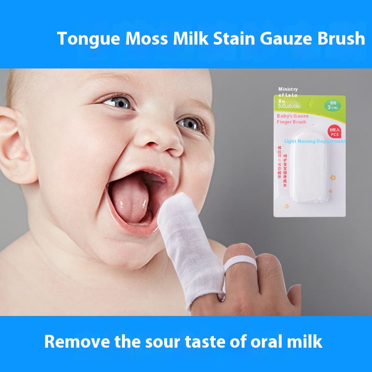 Baby Toothbrush To Remove Milk Sta,Clean Cotton Baby Tongue Coating Finger Brushborn Oral Cleaning Gauze Finger Brush