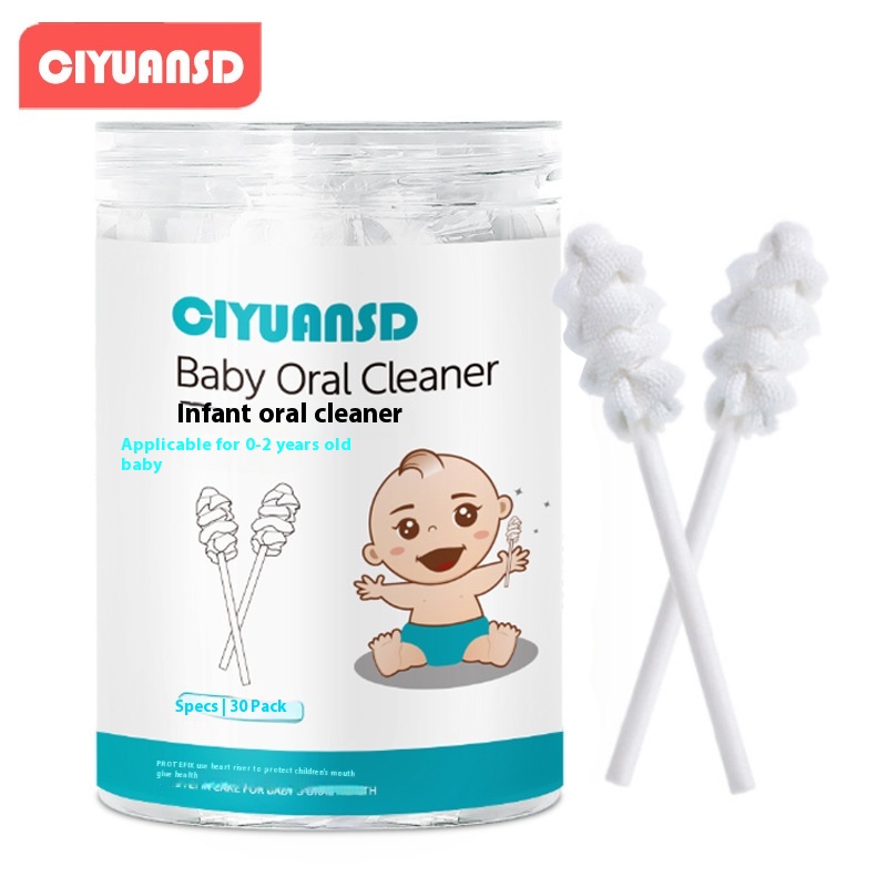 Born Baby Teeth Soft Hair Toothbrush Baby Tongue Coating Gauze Cotton Stick Upgraded Spiral Head Baby Oral Cleaner
