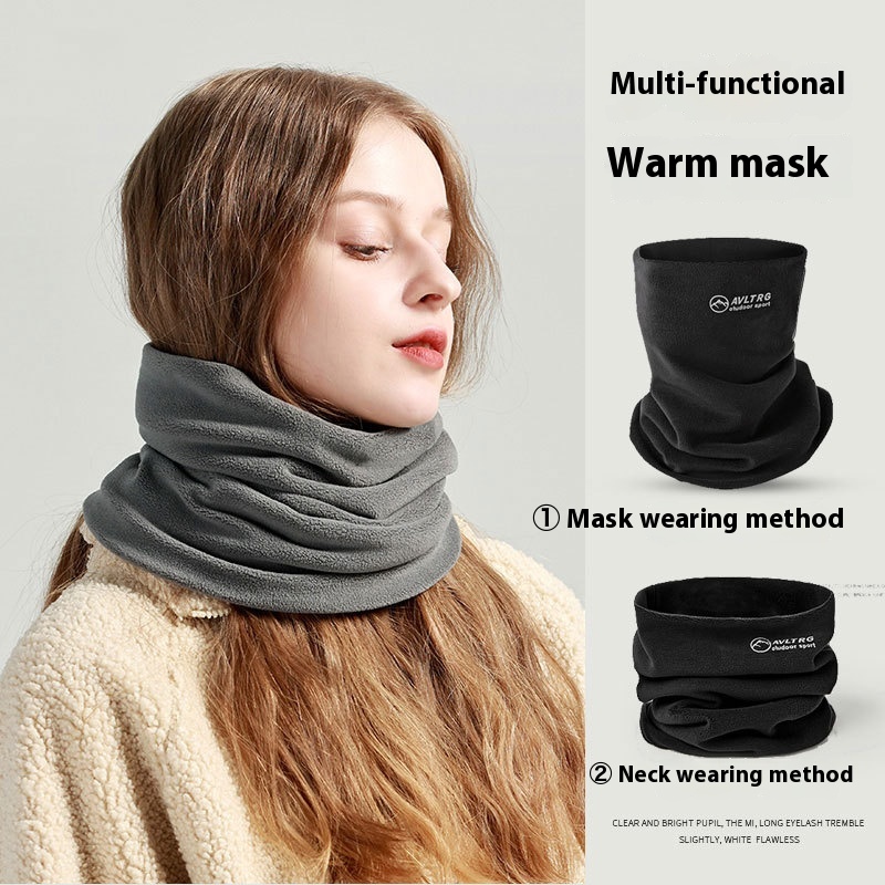 Autumn And Winter Scarf Warm Fleece-lined Plus Thick Velvet Windproof All-match Neck Protection Outdoor Riding Korean Style Collar