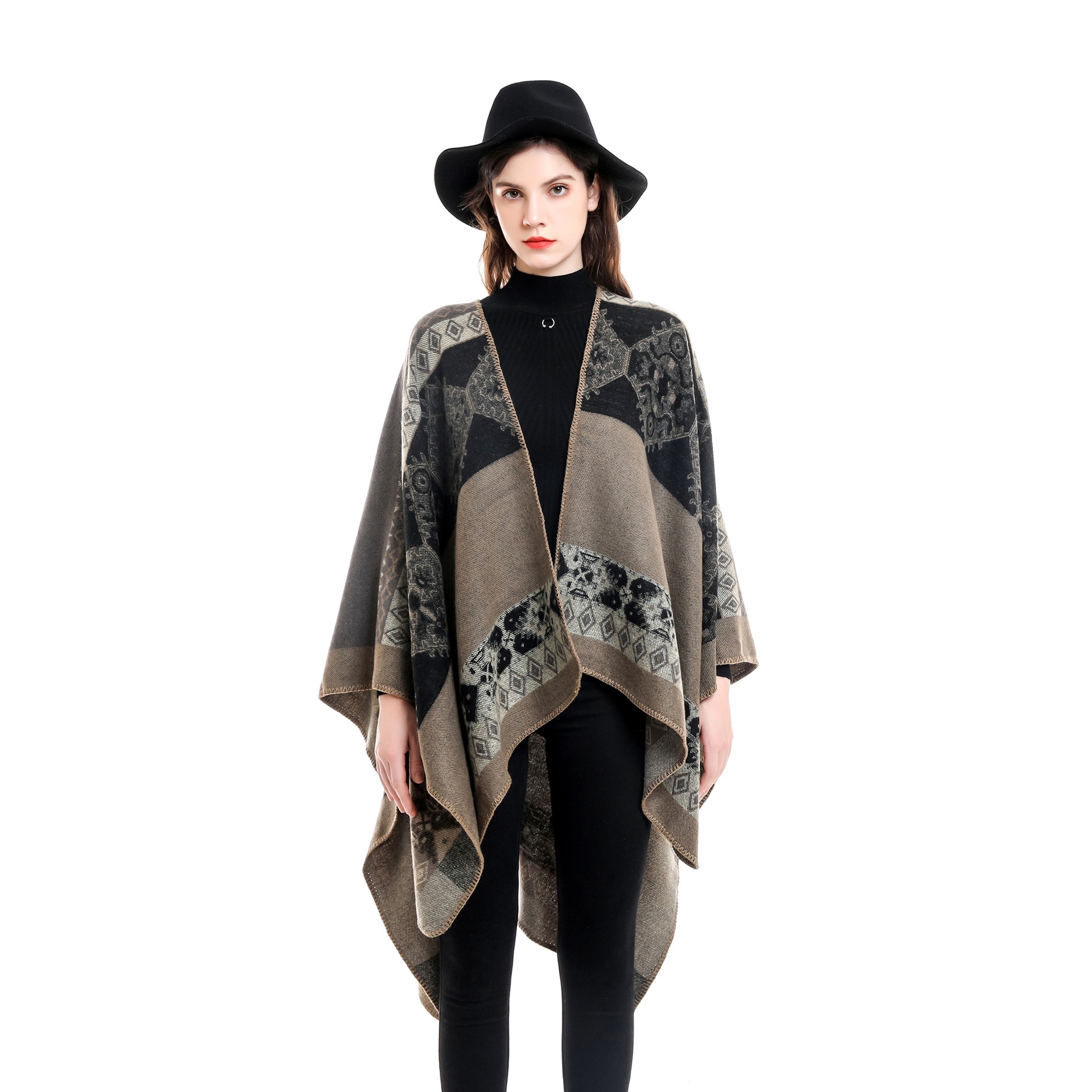 Versatile Shawl,European And American Checkered Pattern,Warm Cashmere Large Shawl For Travel In Autumn And Winter