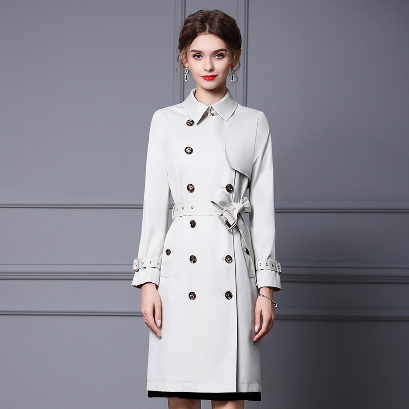 British-Style Fashionable High-End Coat:Slim-Fit Mid-Length Double-Breasted Overcoat